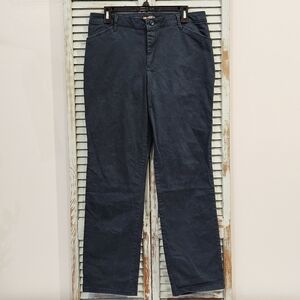 LEE RELAXED FIT STRAIGHT LEG MID RISE PANT Womens 12M Navy Blue Stretch Chino